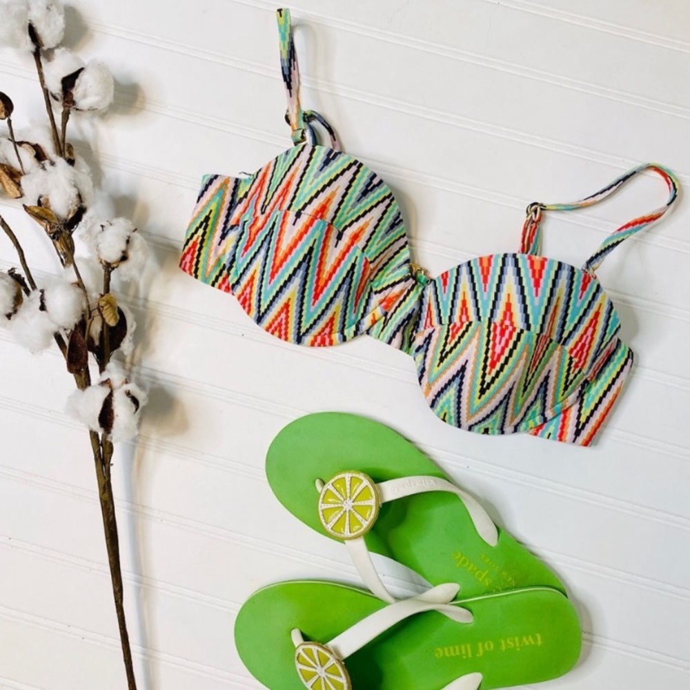 L Space Torino Chevron Bandeau Bikini Swim Top